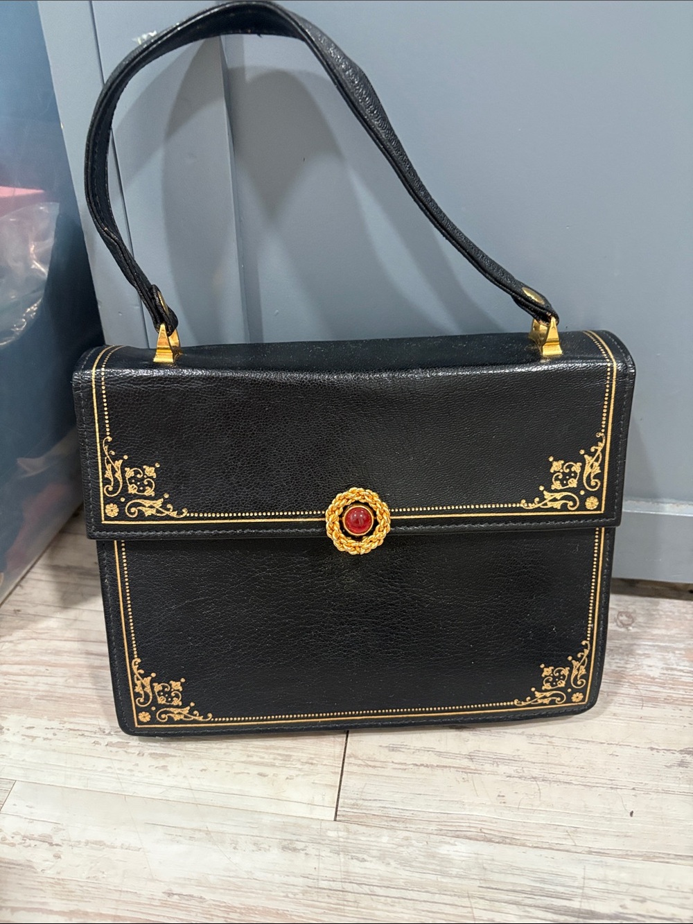 Vintage 1950s Purse Gold Embossed Italy Hand Crafted